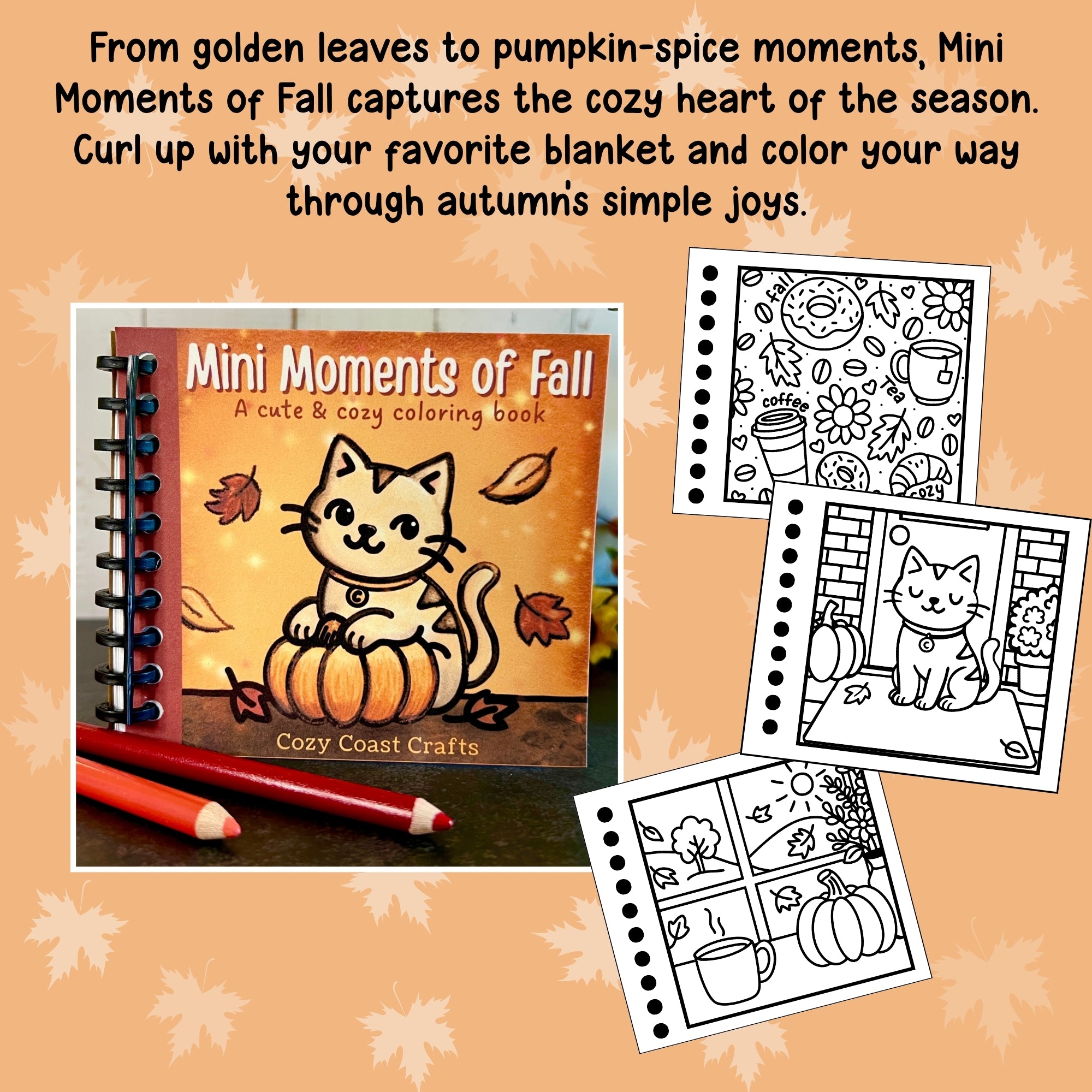 Mini Fall-Themed Coloring Book (4" x 4.5")