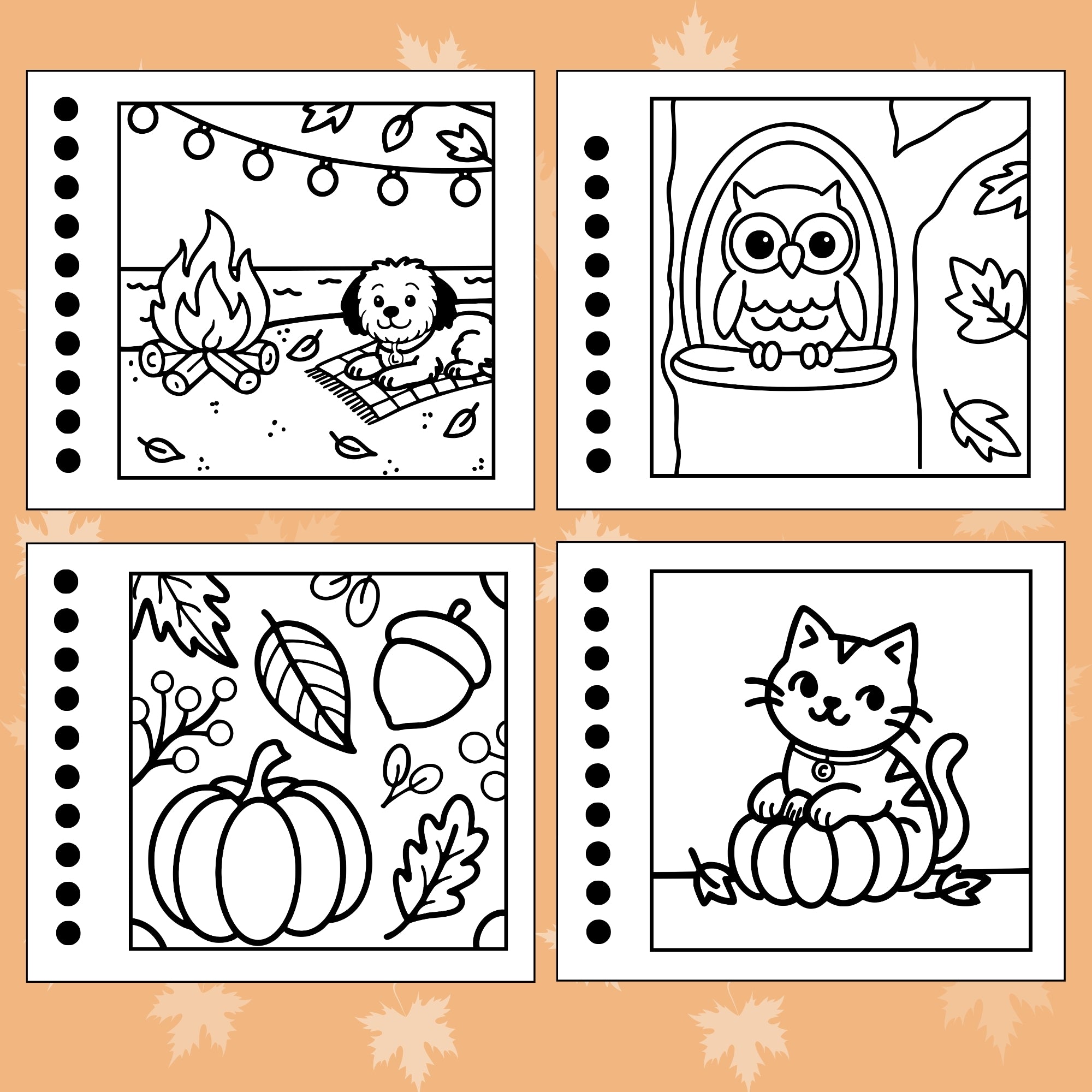 Mini Fall-Themed Coloring Book (4" x 4.5")
