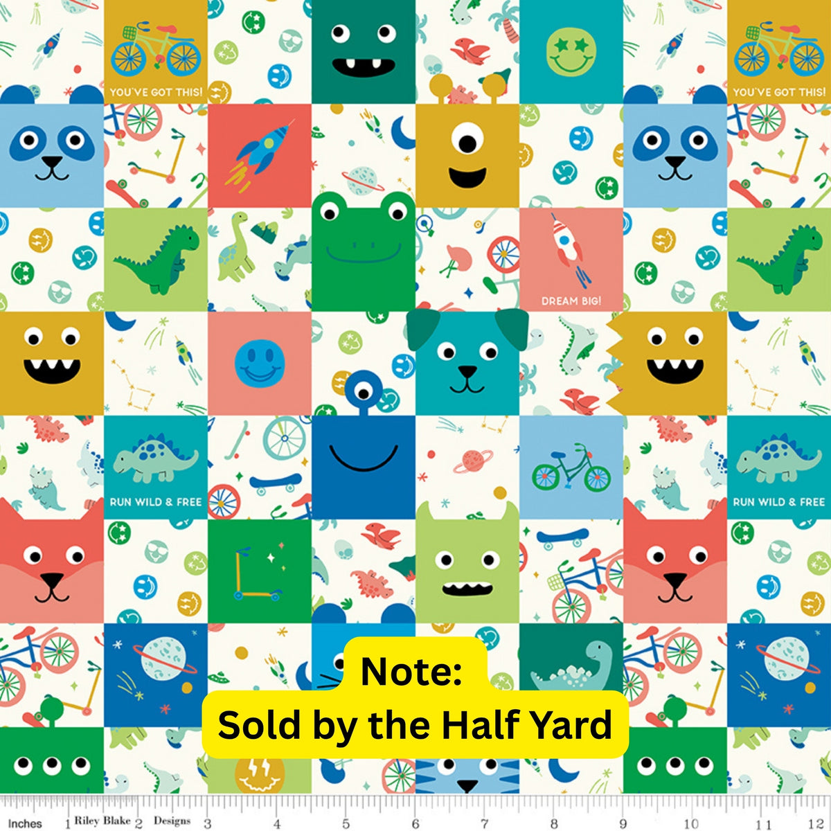 Brave Your Way Cheater Print Multi, Priced and Sold by Half Yard