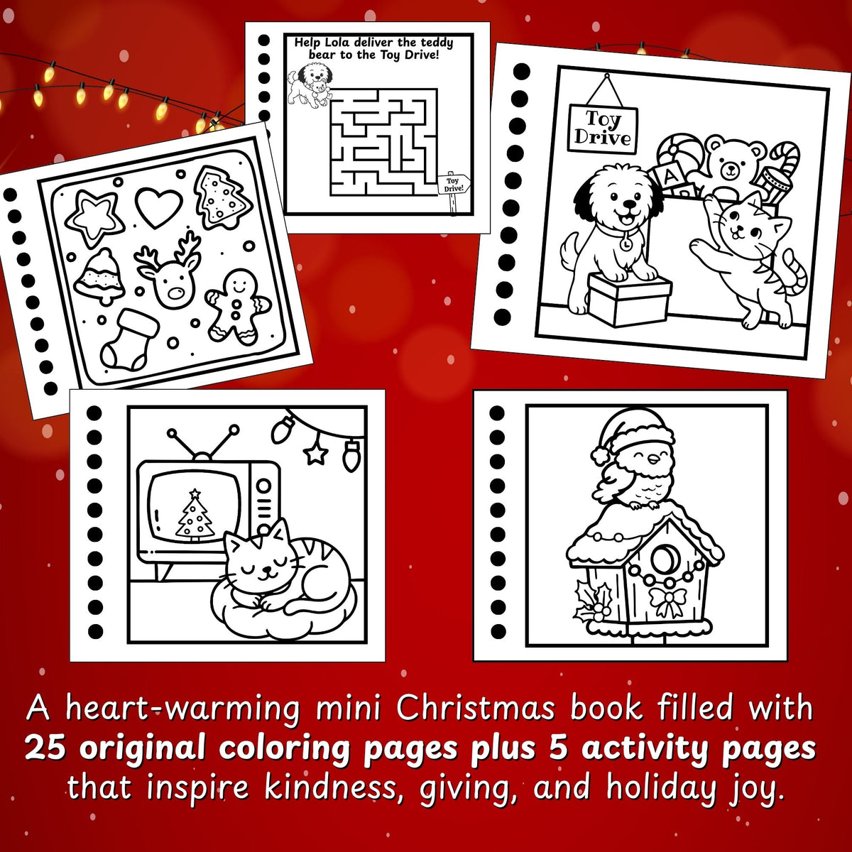 Mini Christmas Coloring & Activity Book for Kids (4" x 4.5")