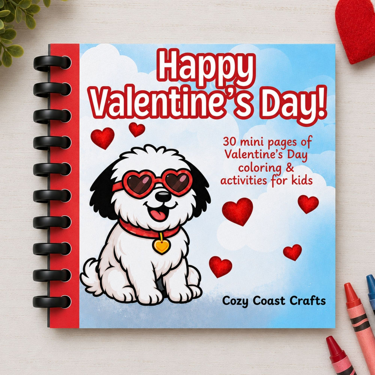 Mini Valentine's Themed Coloring & Activity Book for Kids (4" x 4.5")
