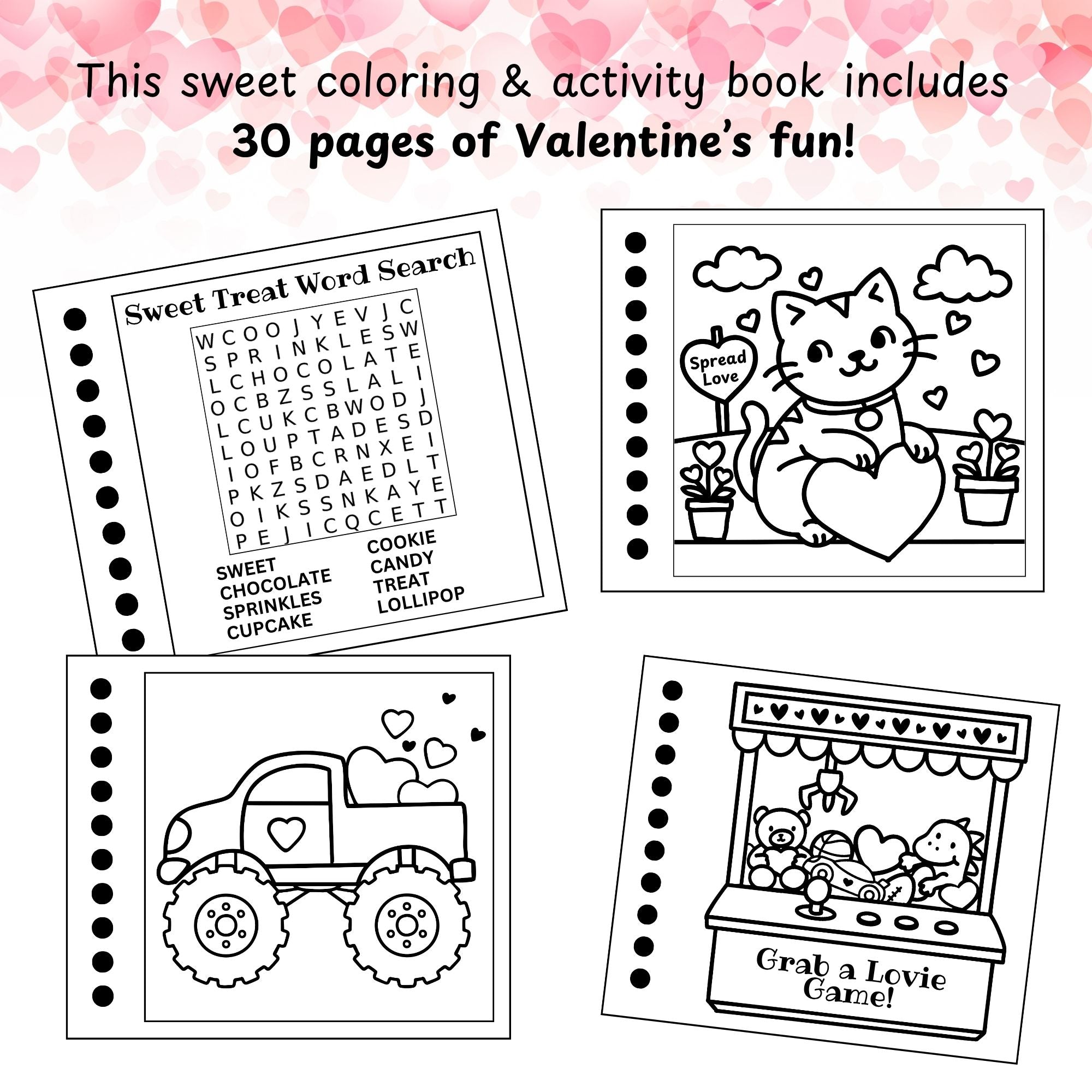 Mini Valentine's Themed Coloring & Activity Book for Kids (4" x 4.5")