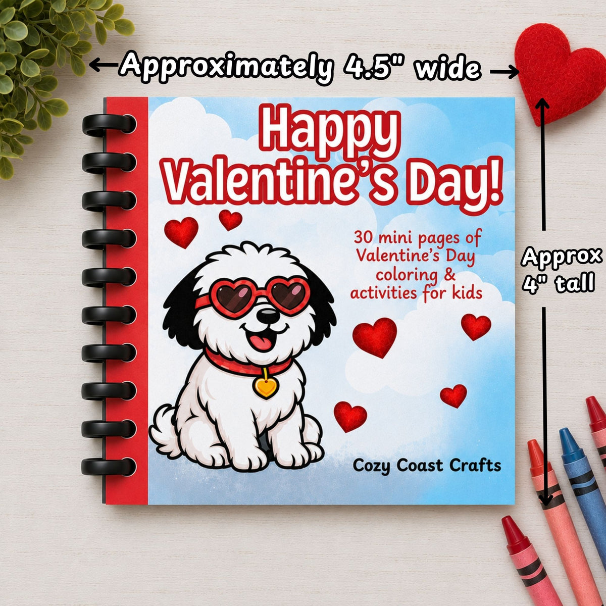 Mini Valentine's Themed Coloring & Activity Book for Kids (4" x 4.5")