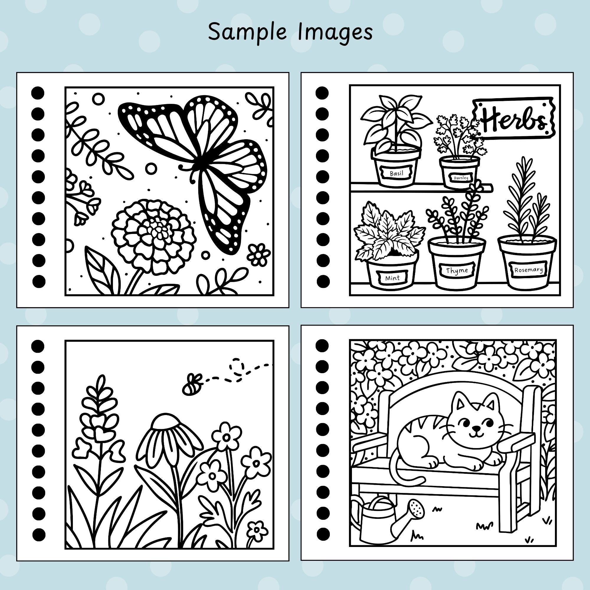 Mini Garden-Themed Coloring Book (4" x 4.5")