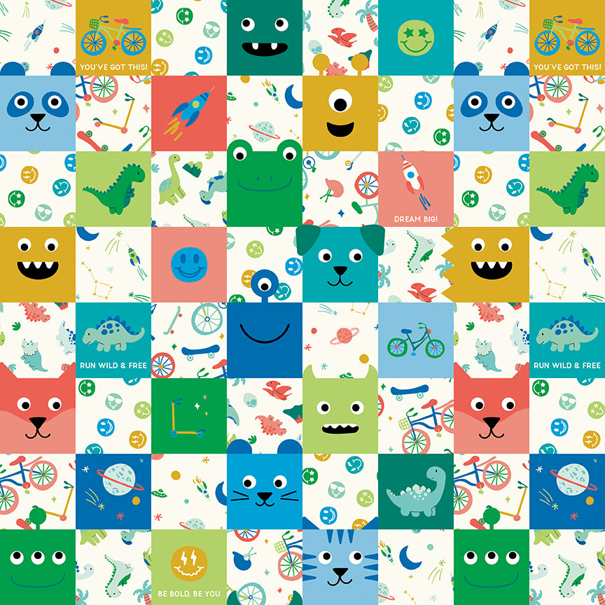 Brave Your Way Cheater Print Multi, Priced and Sold by Half Yard
