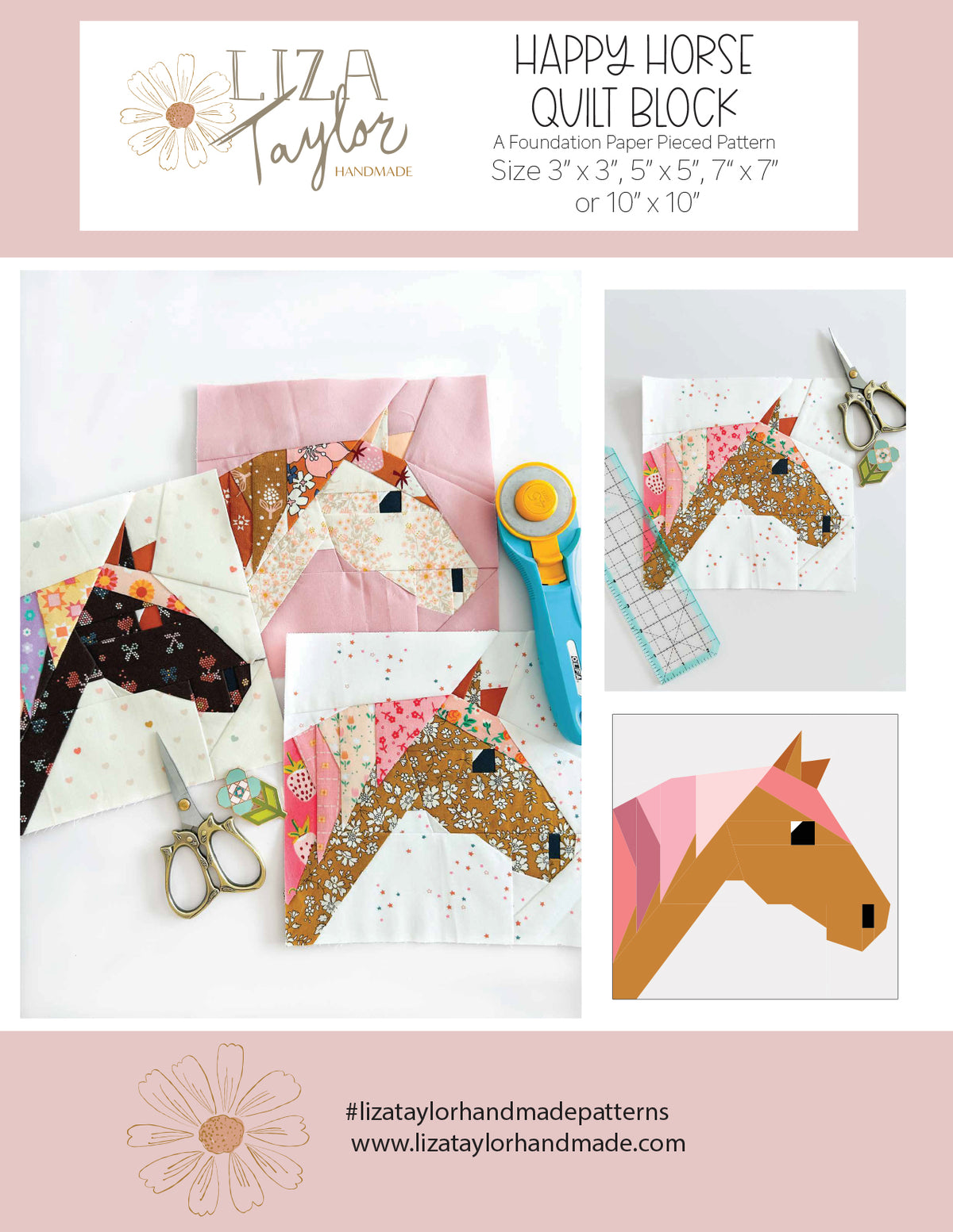 Happy Horse Quilt Block Pattern by Liza Taylor Handmade