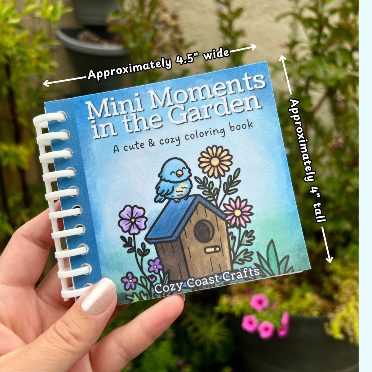 Mini Garden-Themed Coloring Book (4" x 4.5")